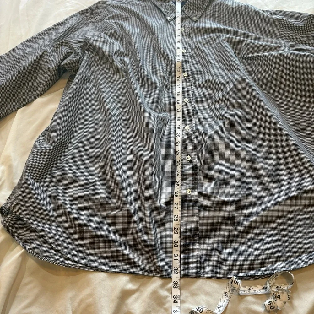 Ralph Lauren Pony Check Long Sleeve Cotton Button Down Shirt 3XB Big Black White